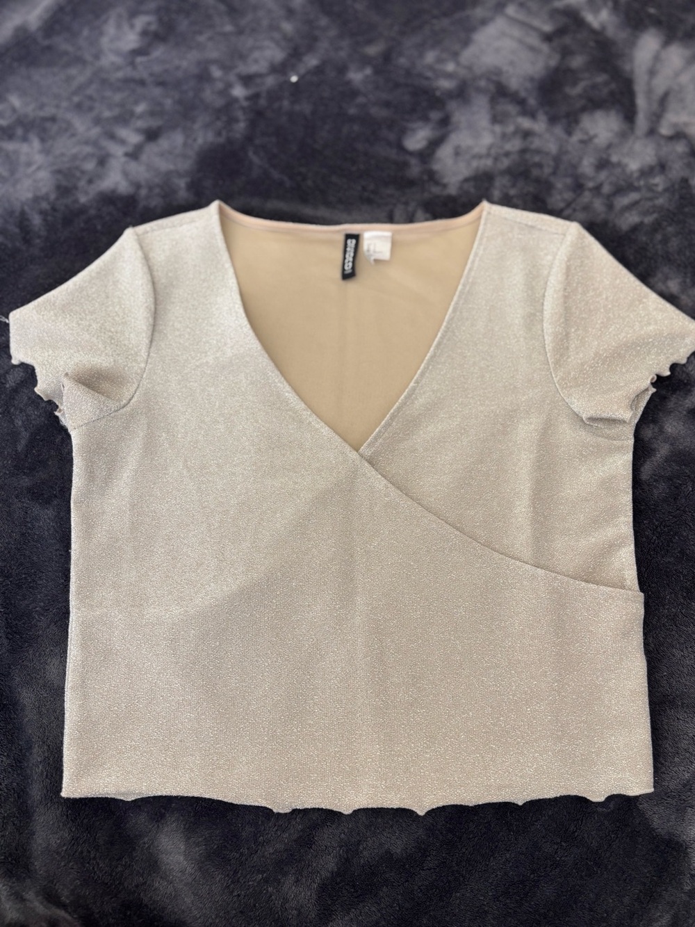 Express Silver Metallic Wrap Crop Top